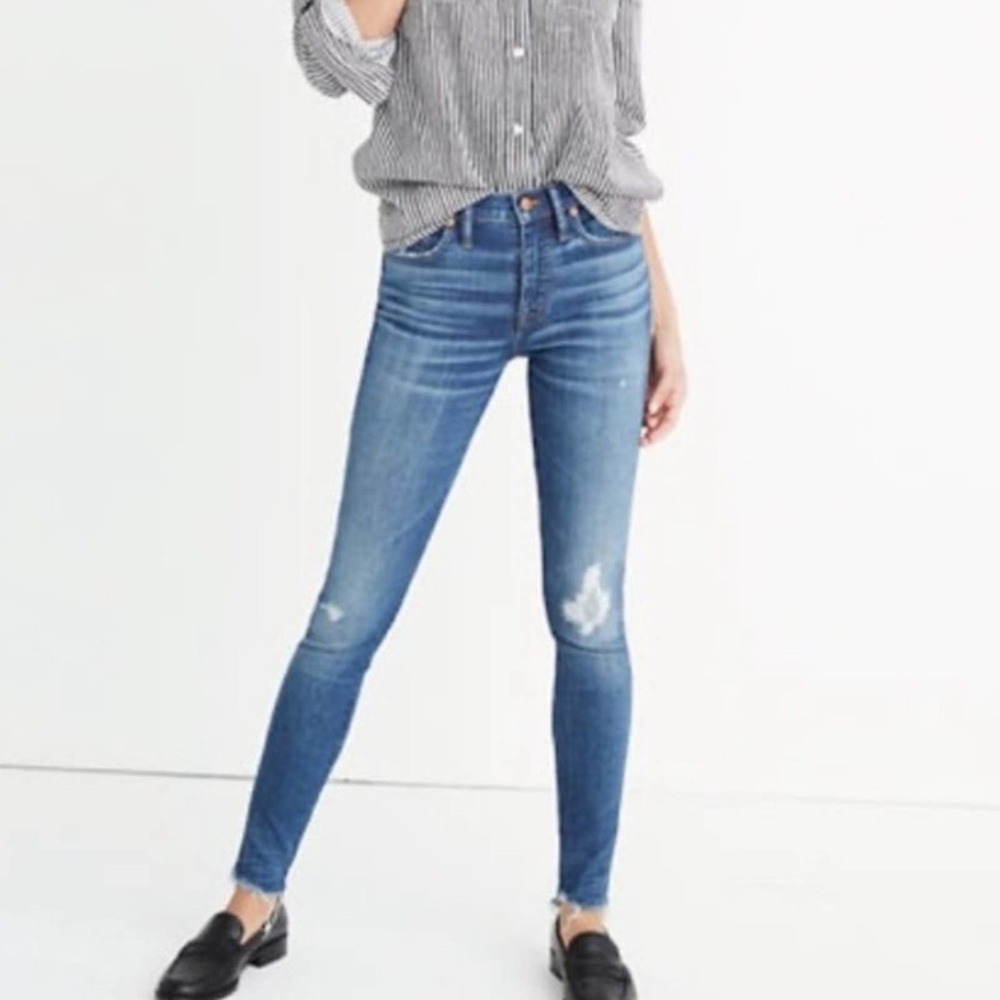 Madewell 9"‎ High Rise Distressed Skinny Jeans Women’s 27 Raw Hem Stretch